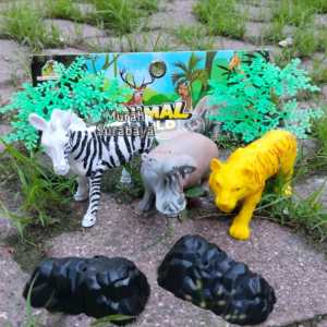Mainan Binatang Karet Animal World Soft Animal Series OCT 206 | Edukasi Hewan Karet Isi 4 Pcs Set Lengkap Bahan Karet Tebal | Mainan Ternak Binatang Peliharaan Ukuran Sedang Kemasan Kantong | Koleksi Miniatur Berkualitas Dan Murah