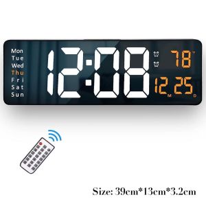 16.2” Digital Wall Clock Large Display LED Digital Clock with Temperature and Auto Dimming Easy Track The Time Date and Day of Week with Remote Control jam dinding 时钟 挂钟
