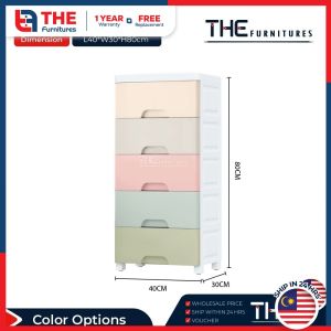 THE L40/48cm (5 Layers) Plastic Drawer Storage Cabinet Wardrobe Drawer Storage Cabinet