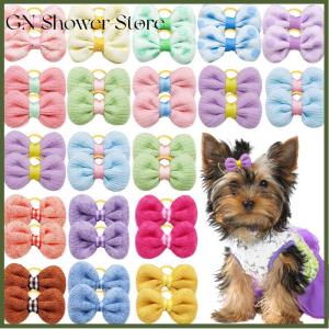 [GN Store] 5 10Pcs Bow Tie Rubber Band Candy Color Dog Hair Band Long-hair Puppy Bowknots Hair Accessories Pet Grooming Cute Pet Supplies