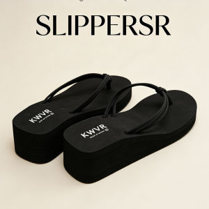 [Free Shipping] 5CM Wedge Heel Height-Increasing Flip-Flops for Women New Thick-Soled Sandals for Outdoor Beach Wear Non-Slip Cool Slippers