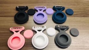 AirTag Holder Case with Brooch PinWaterproof Hidden AirTag Case for KidsItem LocatorAnti Lost GPS Tracker Item Finder for Child/Kids/Elderly/Clothing-White+Pink