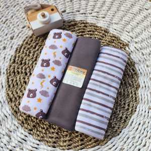 Arevy Babywear 3 Pcs Bedong Bayi Seri Abu Bahan Kaos Bedong Jumbo Baby Newborn