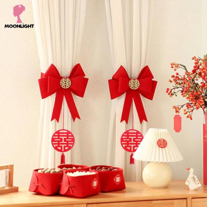 DKIEWQ Vải Rèm nơ Sáng Tạo Đỏ Trang trí Rèm cửa hình nơ Dây buộc rèm ...