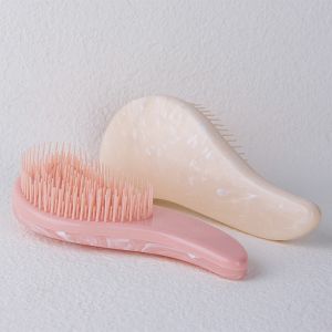 Anti-static Marbled Hair Brush Soft Tooth Comb Handle Entangle Detangle Comb Salon Hair Styling Tool