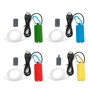 Ultra Quiet Aquarium Air Pump Mini USB Fish for Tank Aerator 1W 5V Portable Bubbler for Fishing with Air Stone and Tube
