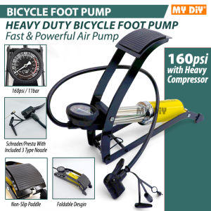 MYDIYHOMEDEPOT - BUSTER Heavy Duty Bicycle Pump Single Cylinder Pedal Foot Pump Pressure Gauge Pam Basikal JDX-0902A