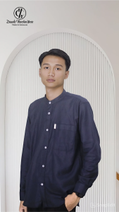 Kemeja Koko Pria Shanghai Polos Cream COZY Series Cotton Lengan Panjang