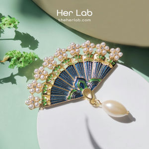 Her Lab Jewelry | Trâm Cài Quạt Ngọc Trai Tráng Men Tinh Tế Phụ Kiện Quần Áo Khăn Quàng Cổ Trâm Cài Vàng Thanh Lịch Và Thời Trang Hàn Quốc Trâm Cài Quạt Ngọc Trai Bộ Ngọc Trai Quà Tặng Trang Trí Quần Áo Có Thể Điều Chỉnh Sáng Tạo Cá Tính