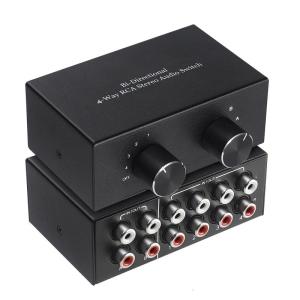 4-Way RCA Stereo Switch Bi-Directional 4 In 2 Out/ 2 In 4 Out R/L Stereo Switcher RCA Amplifier GV- AC004A