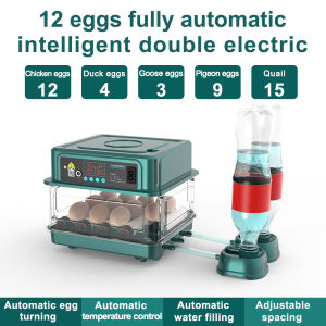 220V/12V Egg Incubator 12/24/30/36/48/64/130 Eggs Fully Automatic Egg Incubator Intelligent Digital Hatcher Brooder with Temperature Control and Auto Turning Dual power supply Hatcher Chicken Duck Goose Quail Birds Fully Automatic Egg Incubators for Farm