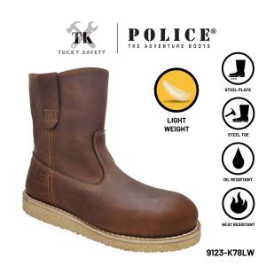 9123 Light Weight - [ POLICE ] LIGHT WEIGHT PREMIUM LEATHER MENS SAFETY BOOT / KASUT KERJA SAFETY BOOT LELAKI