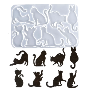 8 Cavity Silicone Mold For Cats Pendants High Transparency And Easy Release Accessory Mold For DIY Making