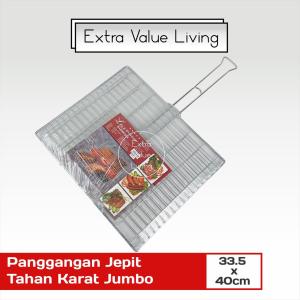 Panggangan Jepit Jumbo Anti Karat Alat Panggang Ayam Ikan BBQ Pemanggang Roti Alat Grill Stainless