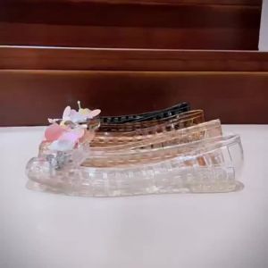 [Free Shipping] Korean Jelly Shoes Hollow-Out Single Shoes For Women Casual Crystal Shoes DIY Hole Shoes Square-Toed Slip-On Slippers Transparent Sandals