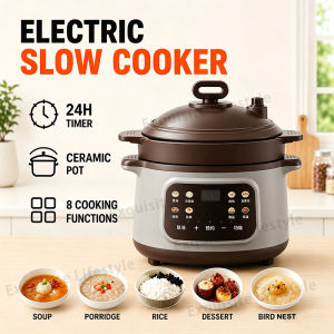 Electric Slow Cooker 1.8L/3.8L Electric Stew Pot Multi-function Cookers Ceramic Liner Automatic Soup Pot Baby Porridge Pot with Malaysia Plug 电炖锅