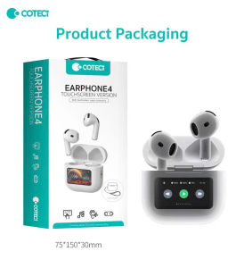 Tai nghe bluetooth 2 tai kèm đốc sạc COTECi Earphone4 – Phiên bản màn hình cảm ứng thông minh chống ồn hiệu quả