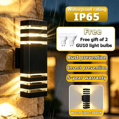 【Buy 1 Get 2 Free】CANMEIJIA Warm light 3000K LED Wall Lamp IP65 Outdoor Waterproof Light Wall Light Aluminum Automatic Light Up for Replaceable GU10 Bulb Corridor Balcony Lights Wall Light