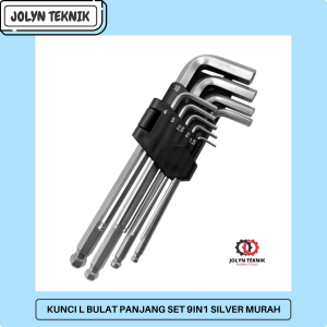 KUNCI L UJUNG BULAT PANJANG SET 9IN1 SILVER HEX KEY WRENCH UNTUK INDUSTRI DAN RUMAH TANGGA TOOL