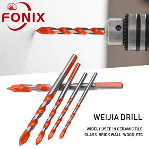 FONIX Electric Tools Center Drill Hammer Concrete Ceramic Tile Metal Drill Bit Round Shank 6mm-12mm DIY Wall Hole Saw Drilling 5PC
