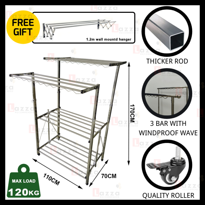 Stainless Steel T SHAPED Rak Penyidai Baju Hanger Baju Clothes