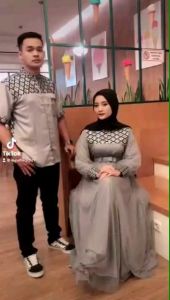 couple gamis tile dot pasangan couple cassandra set gaun pesta syar i