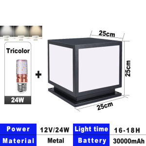 【 Free Shipping 】 Solar Garden Pillar Light LED 4 Tricolor Outdoor Lamp Waterproof IP67 Gate Wall Lights Outdoor Pillar Light Lampu Pagar Holder Outdoor Pillar Lights Automatic Sensor Warm White Post Lights Fence Post Garden lights