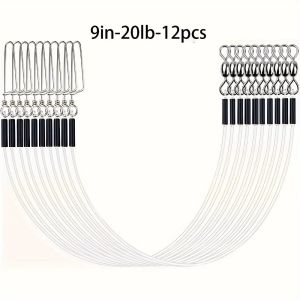 CYI47 12pcs Ball Bearing Swivel Fishing Leader Line Fluorocarbon With Swivels Fluorocarbon Leader Line Fishing Supplies Connect Tackle Wire Leader Fishing Line Saltwater Fishing