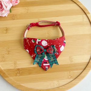 MAYIT Nơ cài áo Khăn quàng cổ cho thú cưng Cổ áo có thể điều chỉnh Vải cotton Vòng cổ thú cưng Giáng sinh Phụ kiện D-Ring Yếm thú cưng ngày lễ Các buổi tiệc Giáng sinh.