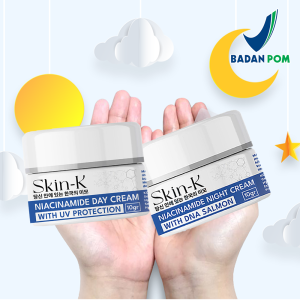 [Beli 1 Dapat 2] Skin-K Niacinamide Whitening Duo: Cream Malam & Siang - Perawatan Kecantikan Wajah dengan Salmon DNA 10gr