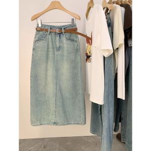 XS-5XL Rok jeans premium import/midi skirt JUMBO Korea Style/rok 7 8 wanita belah samping jeans