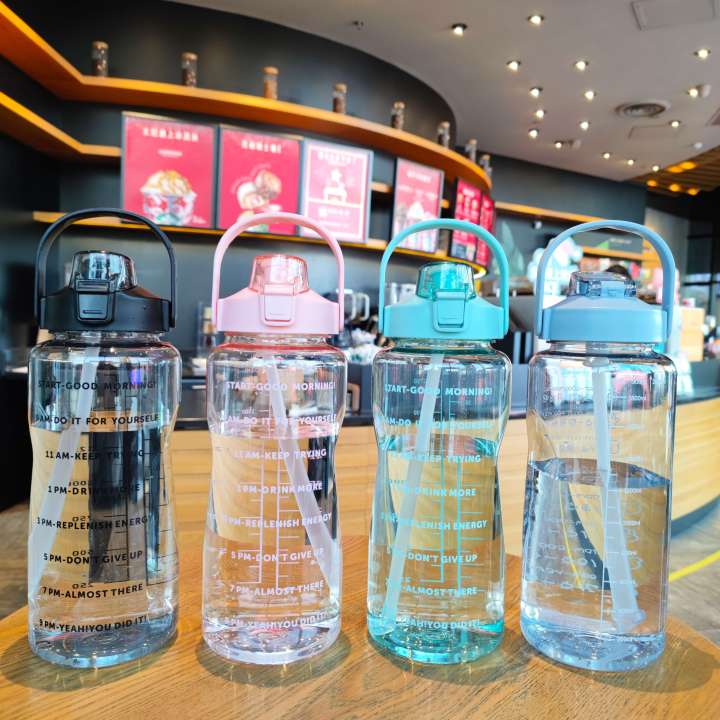 【BL】2L PASTEL Motivational Water Bottle with Time Marker & Straw-BPA ...