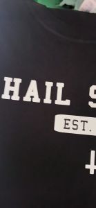 Round Neck Hail Satan Est 666 Trending Parody Devil Cotton Printed Tees .c