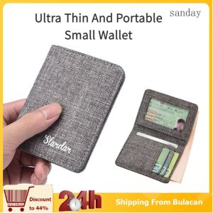 Mini and Simple Small Wallet Canvas Ultra-Thin Short Male Driving License Card Holder Thin Wallet