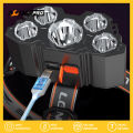 AumoPro ไฟหน้ากันน้ำไฟหน้าชาร์จได้5ไฟฉายคาดศีรษะ LED สว่างสุดๆ,ไฟฉายคาดศีรษะกันน้ำไฟฉายติดศีรษะสำหรับออกค่ายวิ่งกลางแจ้งใช้ไฟฉายติดศีรษะ1ชิ้น. 