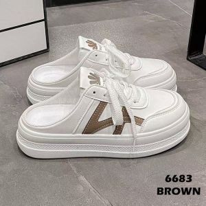 Sepatu Sneakers Slop Kulit Wanita Import W6683 Sepatu Slop Wanita Kulit Import Sneaker Slop Kulit Kasual Wanita Kekinian Import (+Box)