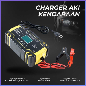 PENGIRIMAN CEPAT FOXSUR Charger Aki Mobil Motor 130W 12/24V 150Ah with LCD FBC122408D / cas aki mobil kering 12 volt otomatis motor basah / charger aki motor dan mobil 12v otomatis super cepat