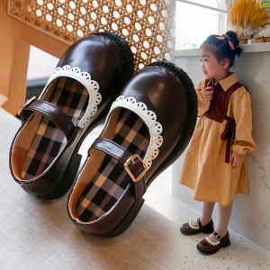 HF Kid Leather Shoes Korean Style Fashion New INS Girl Princess Leather Shoes Soft And Comfortable Casual Dress Shoes kasut budak perempuan yang cantik 22080703
