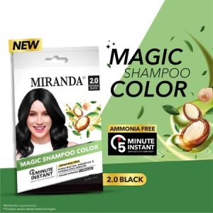 Miranda Magic Shampoo Color Sachet | Pewarna Rambut Instan | Dark Brown | Natural Black