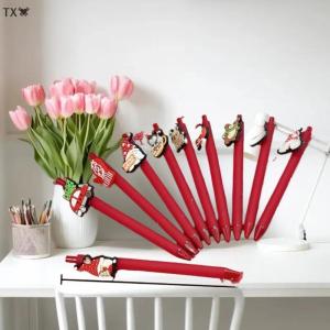TX🏮💓🧧 10 Pcs Loạt Màu Đỏ Giáng Sinh Bút Hình Quạt Bút Bi Santa Claus Quà Tặng Bút Quà Tặng Cho Giáng Sinh Những Người Yêu Thích