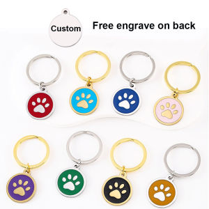 Free Customized Dog Tag Puppy ID Name Tag Cat Tag Kitten Tag Stainless Steel Pet Paw Tag