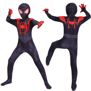 ZEEMIN Halloween Christmas Spiderman Costume Anime Superhero Miles Morales Halloween Cosplay Costume Zentai Spider Man Bodysuit Costume for Boys Adult