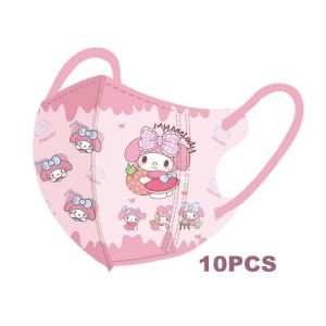 10pcs 3D Protective Kid Masks Cute Sanrio Kuromi Cartoon Packaging Mask