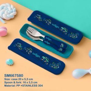 SMIGGLE sendok garpu set anak animals stainless 304 BPA FREE