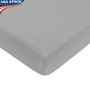 100% Cotton Jersey Knit Portable Mini Crib Fitted Sheet Soft Breathable Gray Deep Pocket Infant Bedding Machine Washable