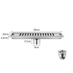 SUS304 stainless steel rectangular floor drain bathroom thickening shower room deodorant balcony large displacement strip floor drain