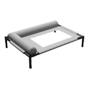 Breathable Raised Dog Bed Outdoor Cooling Pet Cot With L Shape Pillow Steel Frame Chew Resistant Washable For Medium Dog