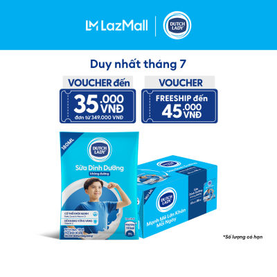 Thùng 48 Bịch Sữa Dinh Dưỡng Dutch Lady Cô Gái Hà Lan Không Đường 180ml (48x180ml)