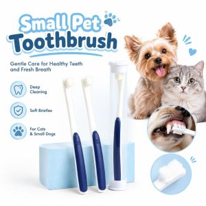 ADAM Plastic Small Pet Toothbrush Non Slip Grip Soft Bristles Pet Toothbrush Curved Handle Dog Toothbrush for Cats