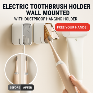 Dustproof Toothbrush Holder Wall Mounted Punch-Free Toothbrush Cup Drain Electric Toothbrush Hanger